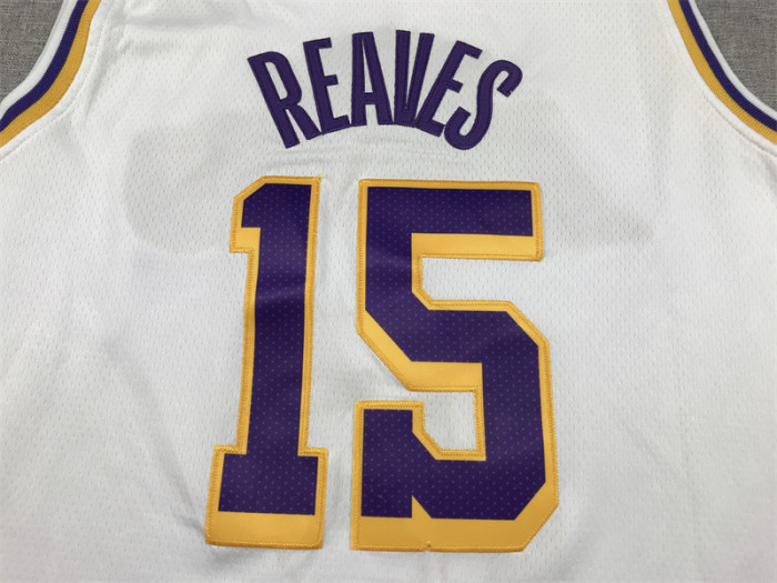 Round Neck Los Angeles Lakers 15 REAVES White NBA Jersey Basketball Shirt