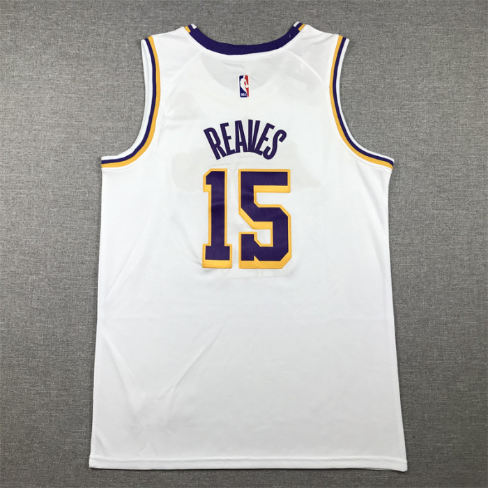 Round Neck Los Angeles Lakers 15 REAVES White NBA Jersey Basketball Shirt