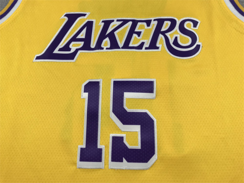 Round Neck Los Angeles Lakers 15 REAVES Yellow NBA Jersey Basketball Shirt