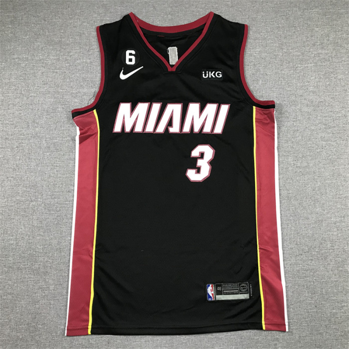Miami Heat 3 Wade Black NBA Jersey Basketball Shirt