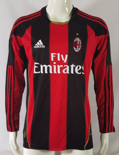 Long Sleeve Retro Jersey 2010-2011 AC Milan Home Soccer Jersey Vintage Football Shirt