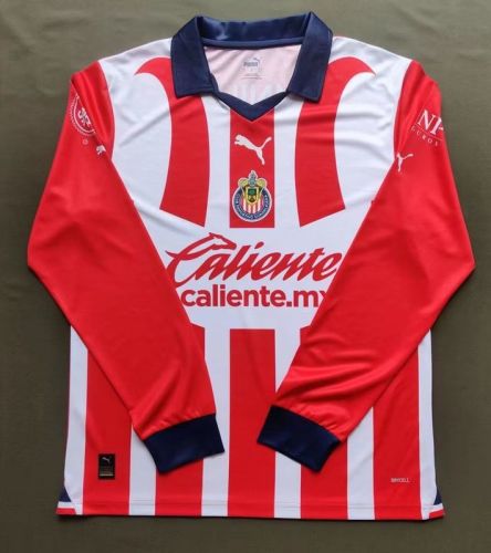 Long Sleeve 2023-2024 Chivas Home Soccer Jersey
