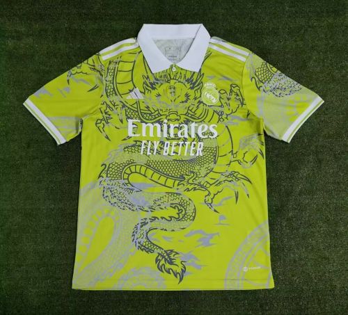 Real Camisetas de Futbol Fan Version 2023-2024 Real Madrid Yellow Fashion Dragon Soccer Jersey