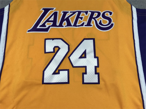 Mitchell&ness 2007-08 Los Angeles Lakers 24 Kobe Bryant 60 years Basketball Shirt V-Neck Yellow NBA Jersey