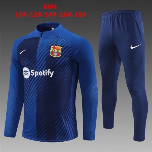 Youth 2023-2024 Barcelona Blue Soccer Training Sweater and Pants