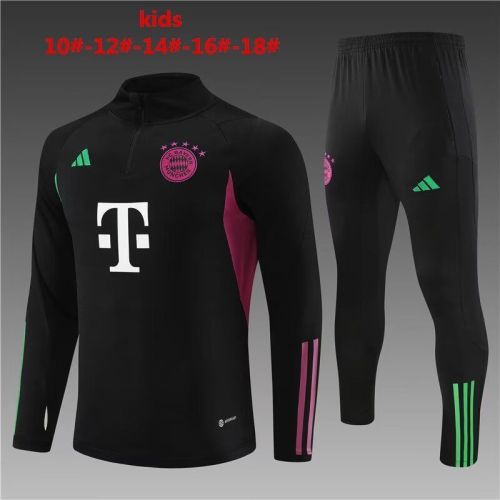Youth 2023-2024 Bayern Munich Black/Green/Purple Soccer Training Sweater and Pants