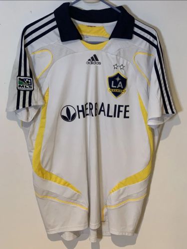 with 2 Stars+MLS Patch Retro Jersey 2007 Los Angeles Galaxy Home Soccer Jersey