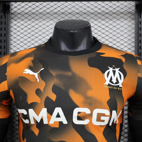 Player Version 2023-2024 Olympique de Marseille Away Orange/Black Soccer Jersey