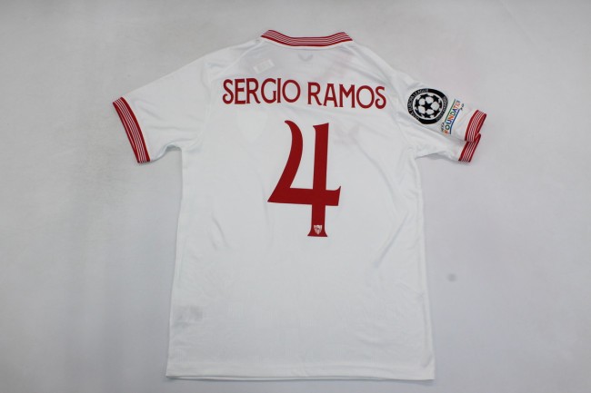 with UEFA Europa League Patch Fans Version 2023-2024 Sevilla SERGIO RAMOS 4 Home Soccer Jersey