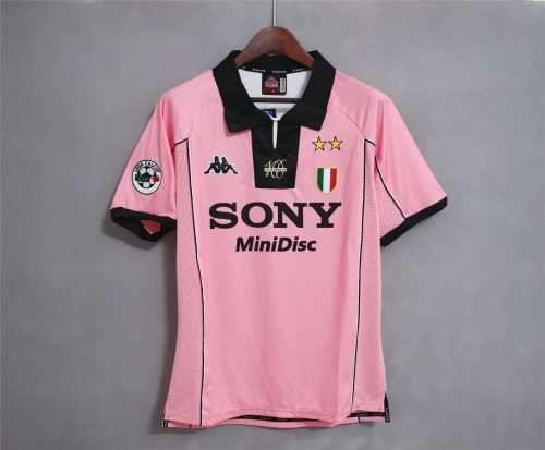 with Serie A Patch Retro Jersey 1997-1998 Juventus Away Pink Soccer Jersey Vintage Maillot de Foot