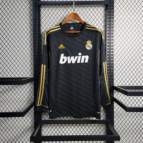 Retro Jersey Long Sleeve Real Madrid 2011-2012 Away Black Soccer Jersey Vintage Real Camisetas de Futbol