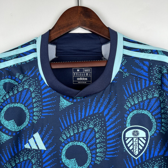 Fans Version 2023-2024 Leeds United Away Blue Soccer Jersey Football Shirt