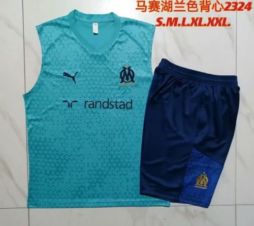 Adult Uniform 2023-2024 Marseille Green Soccer Training Vest and Shorts Football Kits