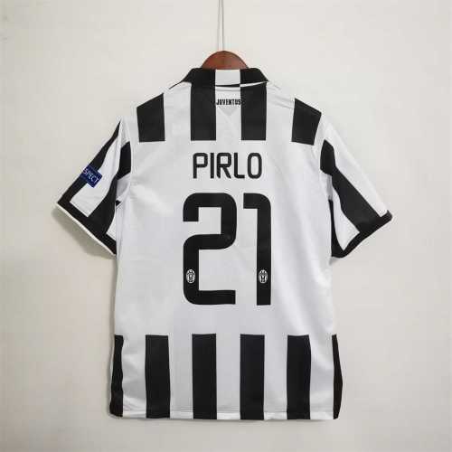 with Front Lettering+Scudetto+UCL Patch Retro Jersey 2014-2015 Juventus PIRLO 21 Final Match Champions League Home Soccer Jersey Vintage Football Shirt