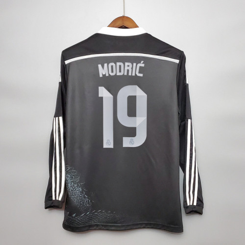 Retro Jersey Long Sleeve 2014-2015 Real Madrid MODRIC 19 Third Away Black Soccer Jersey