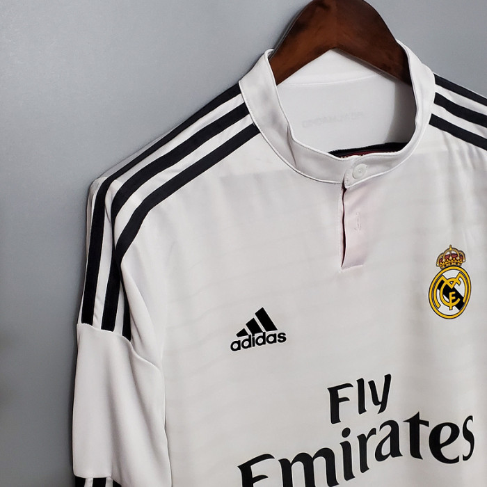 Long Sleeve Retro Jersey 2014-2015 Real Madrid Home Vintage Soccer Jersey
