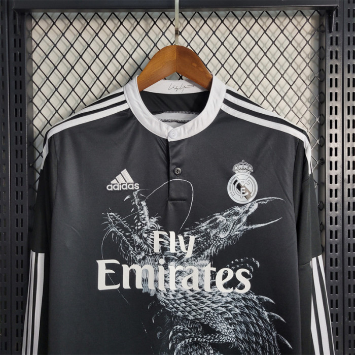Retro Jersey Long Sleeve 2014-2015 Real Madrid KROOS 8 Third Away Black Soccer Jersey