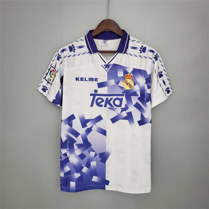with LFP Patch Retro Jersey 1996-1997 Real Madrid RAUL 7 Third Away White/Purple Soccer Jersey