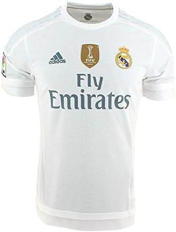 with Gold FIFA+LFP Patch Retro Jersey 2015-2016 Real Madrid Home Soccer Jersey Vintage Real Camisetas de Futbol