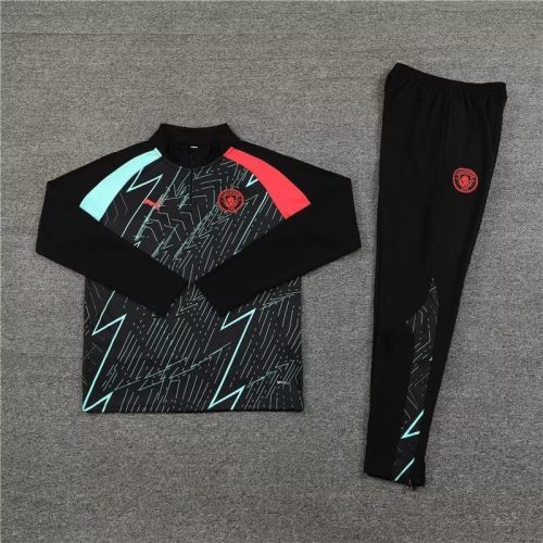 Adult Uniform 2023-2024 Manchester City Black/Green/Pink Soccer Training Sweater and Pants
