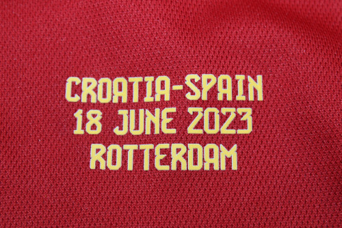 with Front Lettering+Patch SPAIN UEFA NATIONAL LEAGUE 2023 FINAL Home Soccer Jersey