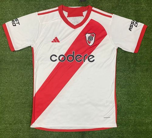 with Sponor Logo Fan Version 2023-2024 River Plate Home Soccer Jersey