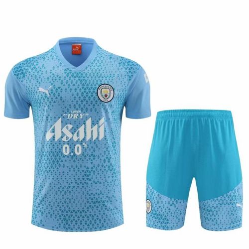 Adult Uniform 2023-2024 Manchester City Blue Soccer Training Jersey and Shorts Man City Football Kits