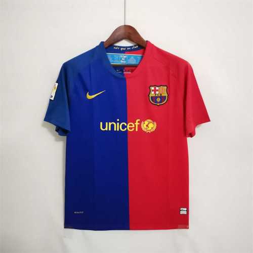 with LFP Patch Retro Jersey 2008-2009 Barcelona Home Soccer Jersey Vintage Football Shirt