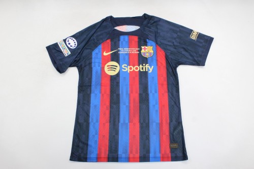 with Front Lettering+Patch Fans Version 2022-2023 Barcelona Female UCL Final Home Soccer Jersey
