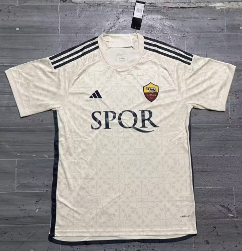 with SPQR Fan Version 2023-2024 AD AS Roma Away Soccer Jersey Roma Football Shirt