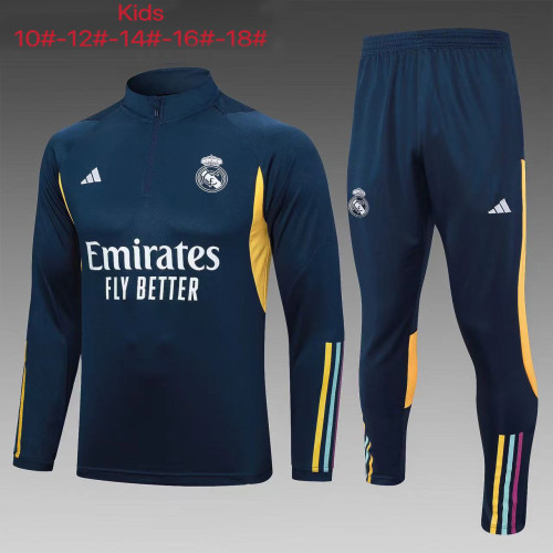 Youth 2023-2024 Real Madrid Borland Soccer Training Sweater and Pants