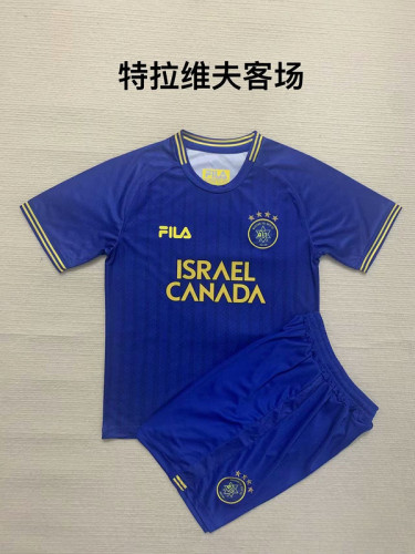 Adult Uniform 2023-2024 Maccabi Tel Aviv Away Blue Soccer Jersey Shorts