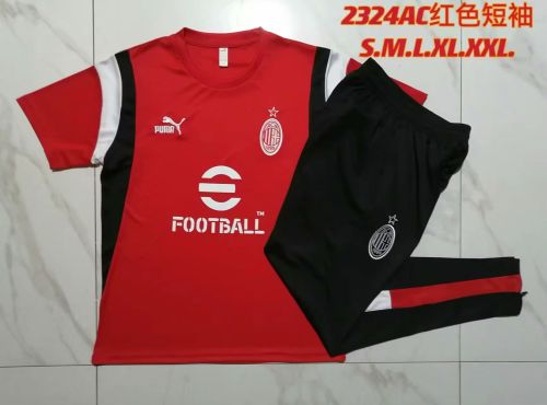 2023-2024 Ac Milan Red Soccer Training Jersey and Pants