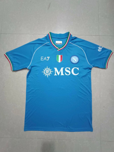 with Scudetto Patch Fan Version 2023-2024 Calcio Napoli UCL Version Home Soccer Jersey Champions League Football Shirt