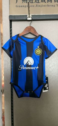 with Sponor Logo Baby Cloth 2023-2024 Inter Milan Home Soccer Jersey Baby Onesies