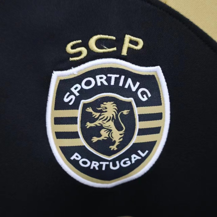 Lisbon Camisetas de Futbol Fan Version 2023-2024 Sporting Lisbon 3rd Away Black Soccer Jersey
