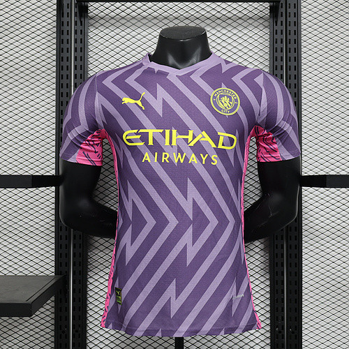 Player Version 2023-2024 Manchester City Purple Soccer Pre-match Top Football Training Shirt
