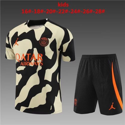 Youth Uniform 2023-2024 Barcelona Black/Yellow Soccer Training Jersey Shorts Kids Football Kits