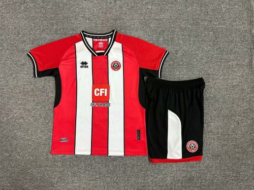 Youth Uniform 2023-2024 Sheffield United Home Soccer Jersey Shorts