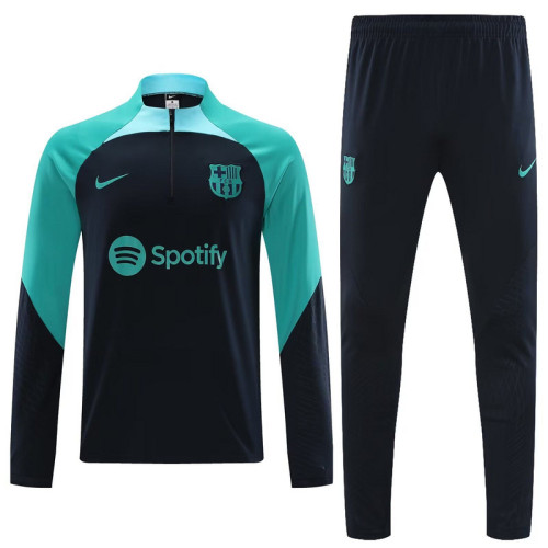 2023-2024 Barcelona Borland/Green Soccer Training Sweater and Pants