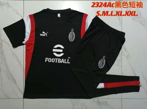 2023-2024 Ac Milan Black Soccer Training Jersey and Pants