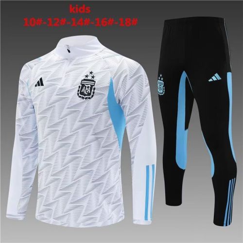 Youth 2023-2024 Argentina White Soccer Training Sweater and Pants
