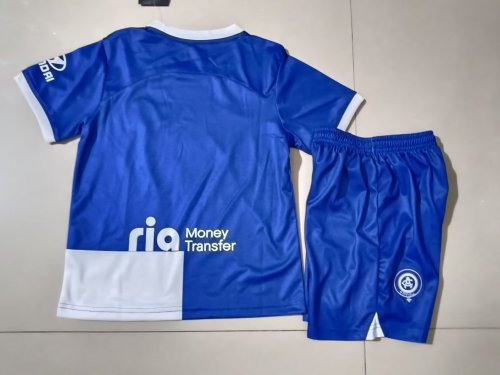 Youth Uniform Kids Kit 2023-2024 Atletico Madrid 120th Anniversary Blue/White Soccer Jersey Shorts