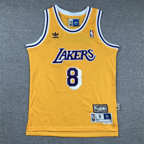 Youth Kids Basketball Shirt Los Angeles Lakers 8 KOBE BRYANT YELLOW NBA Jersey