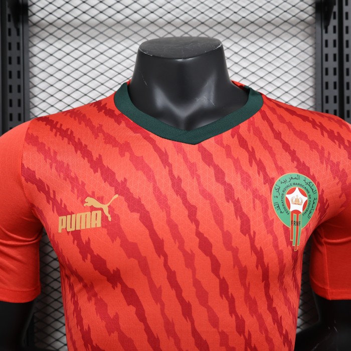 Player Version 2023 Morocco Red Soccer Jersey Morocco Football Shirt
