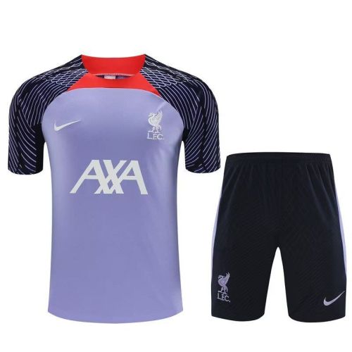 Adult Uniform 2023-2024 Liverpool Purple Soccer Training Jersey and Shorts Football Kits