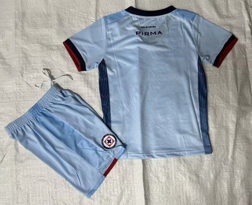 Youth Uniform Kids Kit 2023-2024 Cruz Azul Away Blue Soccer Jersey Shorts