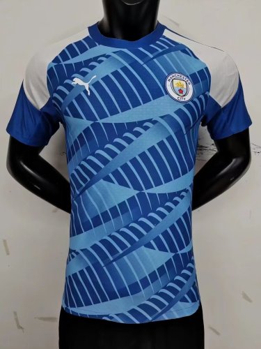 Player Version 2023-2024 Manchester City Blue Soccer Pre-match Top Football Training Shirt