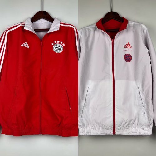2023-2024 Bayern Munich Reversible Soccer Jacket Red/White Football Jacket