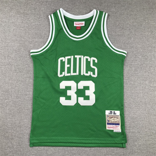 Mitchell&ness 1985-86 Youth Kids Basketball Shirt Boston Celtics 33 BIRD Green NBA Jersey